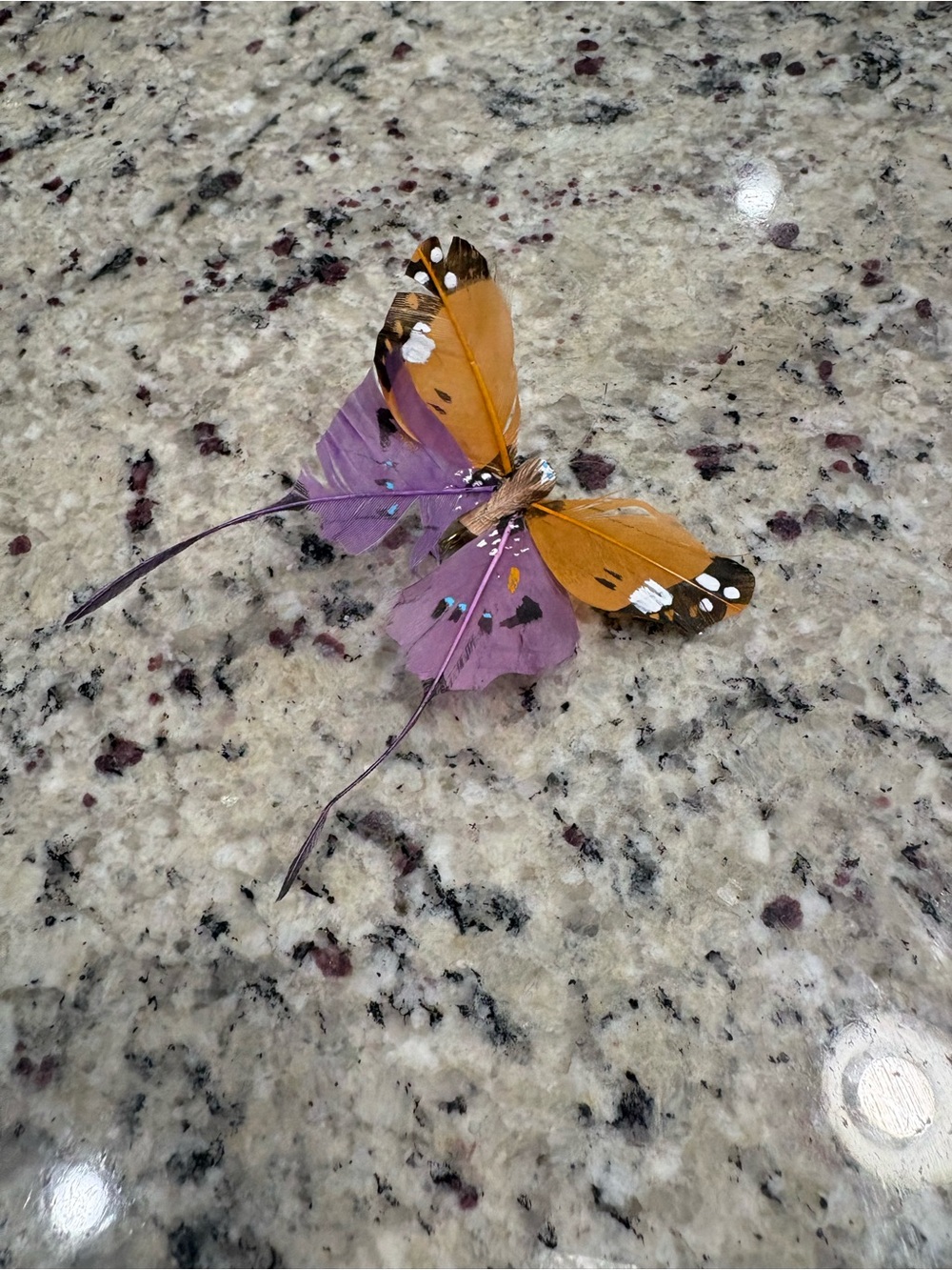 Handmade purple and orange butterfly brooch/pin Good Condition